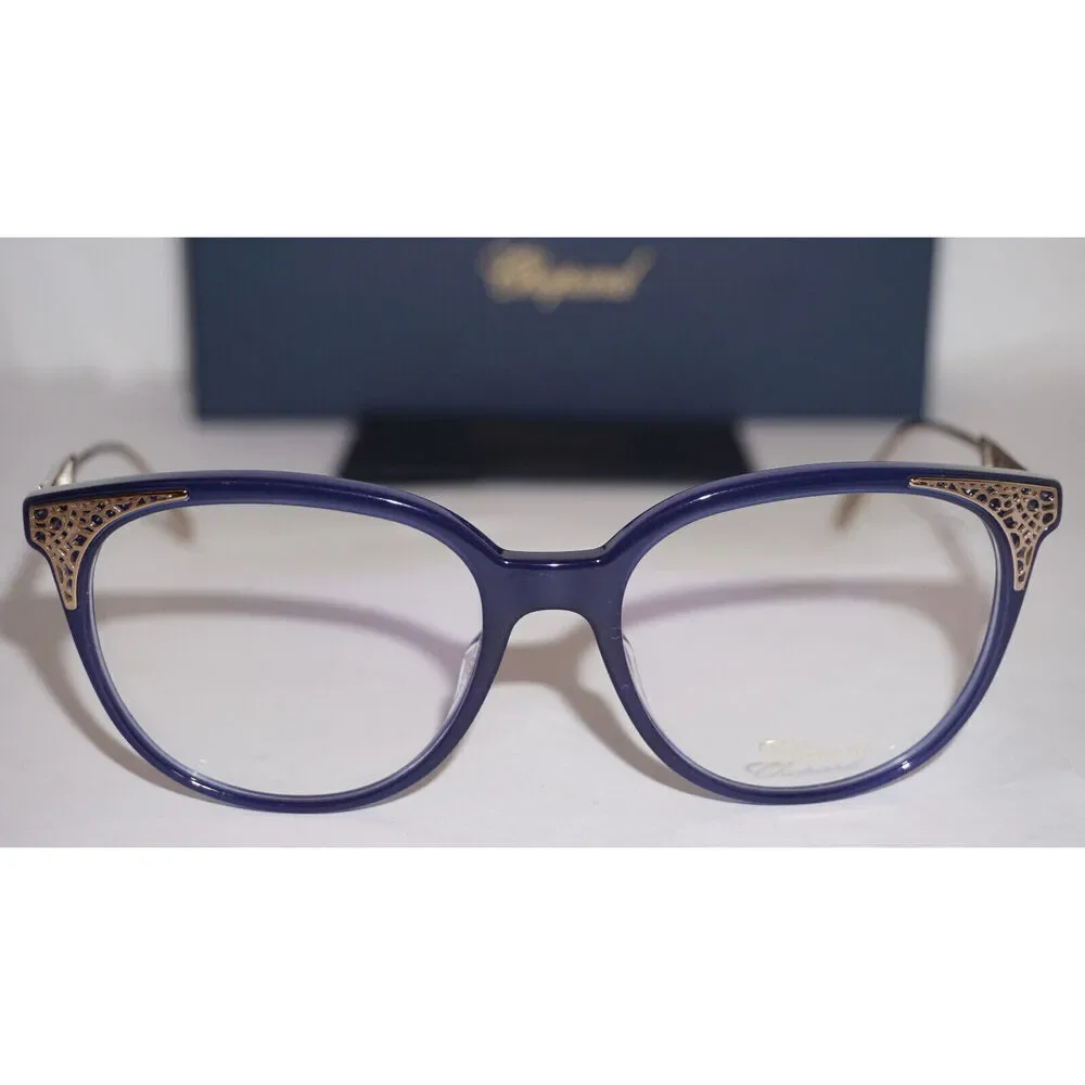 NWT Chopard VCH253-0956-53 Blue Gold 53mm Eyeglasses